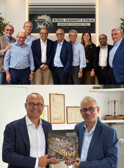 I Presidenti della WFDB Mr. Mehul Shah e della Singapore Diamond Exchange Mr. Fabio Cascapera in visita alla Borsa Diamanti d’Italia